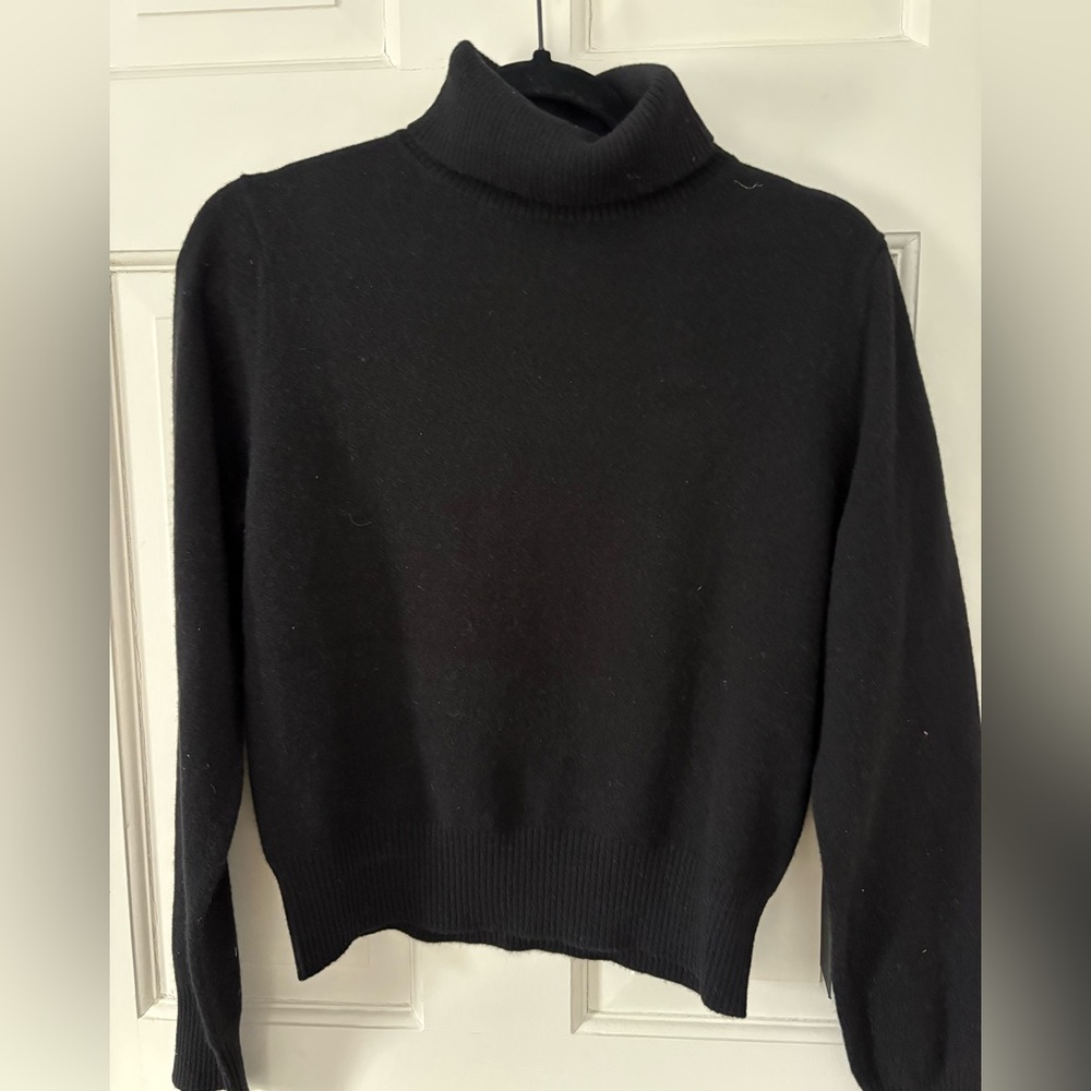 Classic Cashmere Black Turtleneck Sweater - Picture 2 of 3